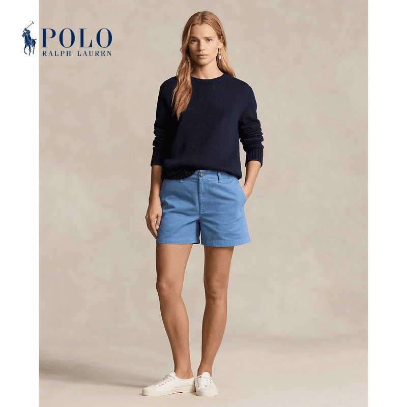 Ralph Lauren/拉夫劳伦女装 经典款斜纹棉布卡其短裤RL25516