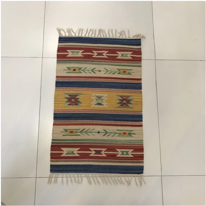 BORCH/博瑞奇大小于号蓝黄手工棉制地毯（06847/07932）