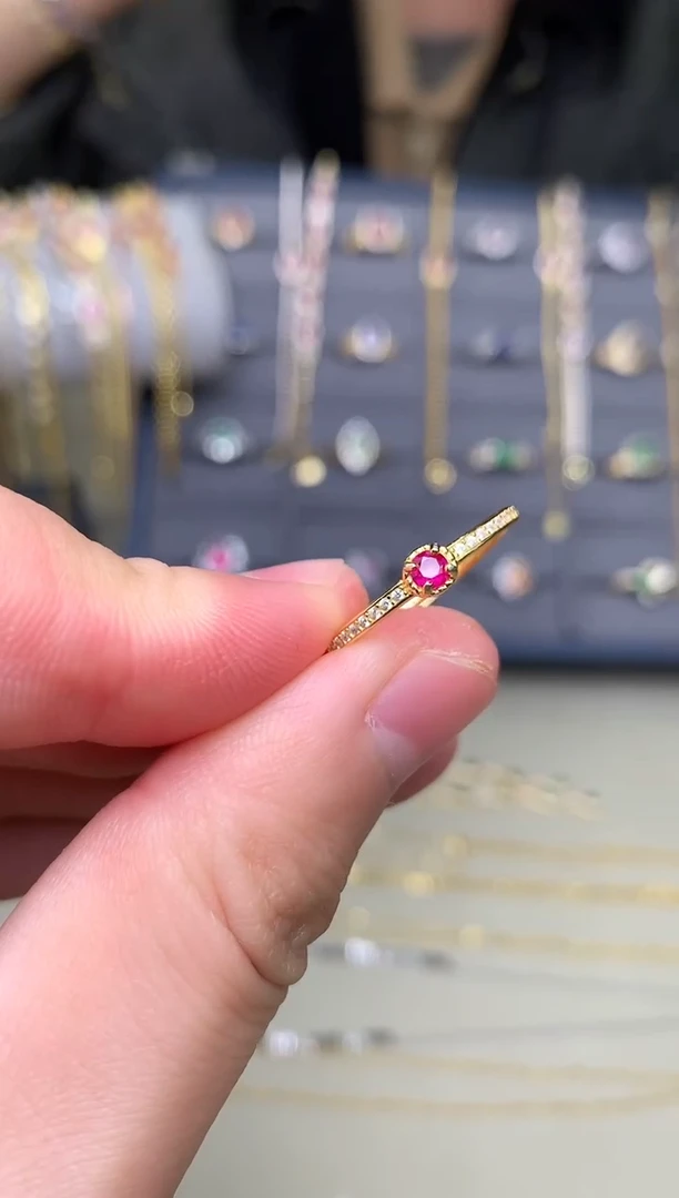 银S925镶嵌戒指红宝石戒指