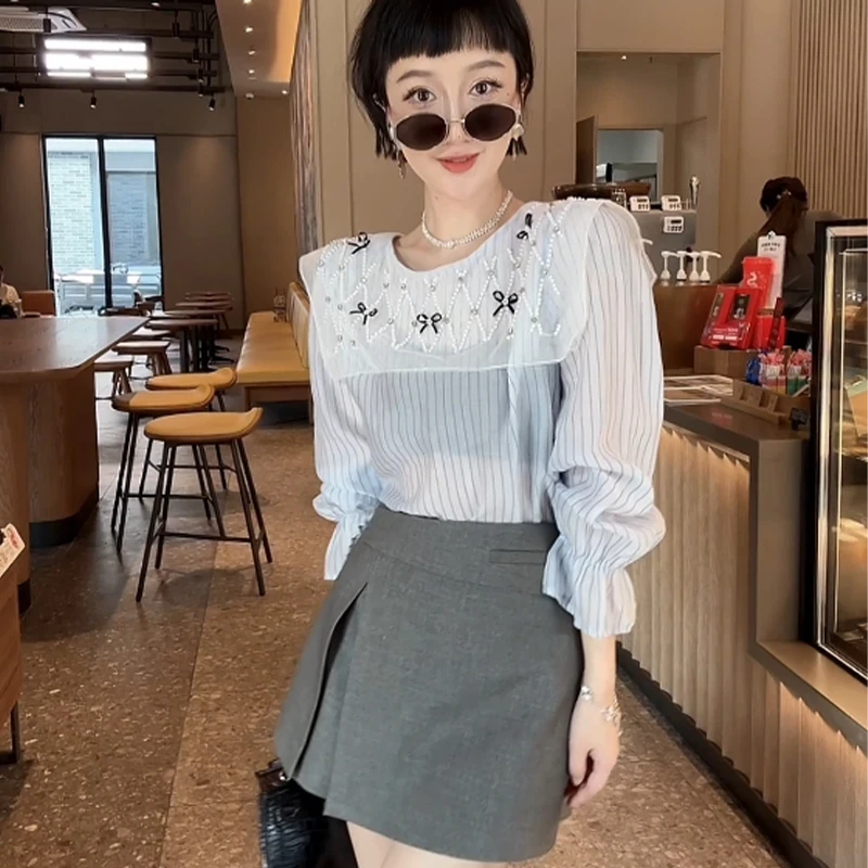 XIAOBAI早春时尚设计感小众法式显瘦衬衫