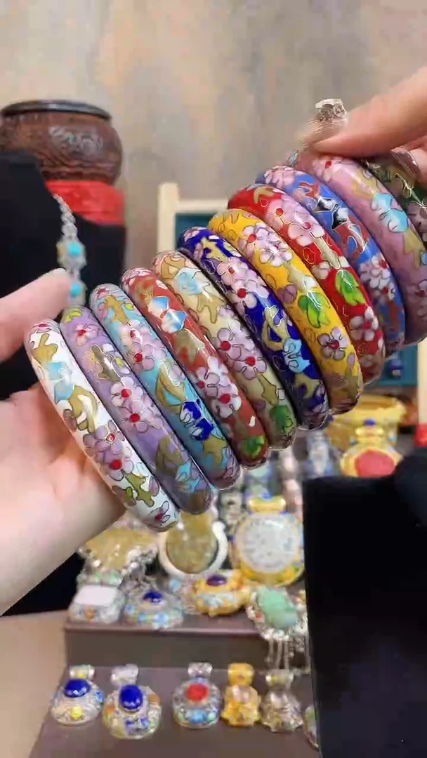 莲非遗手工景泰蓝镯子11个11色