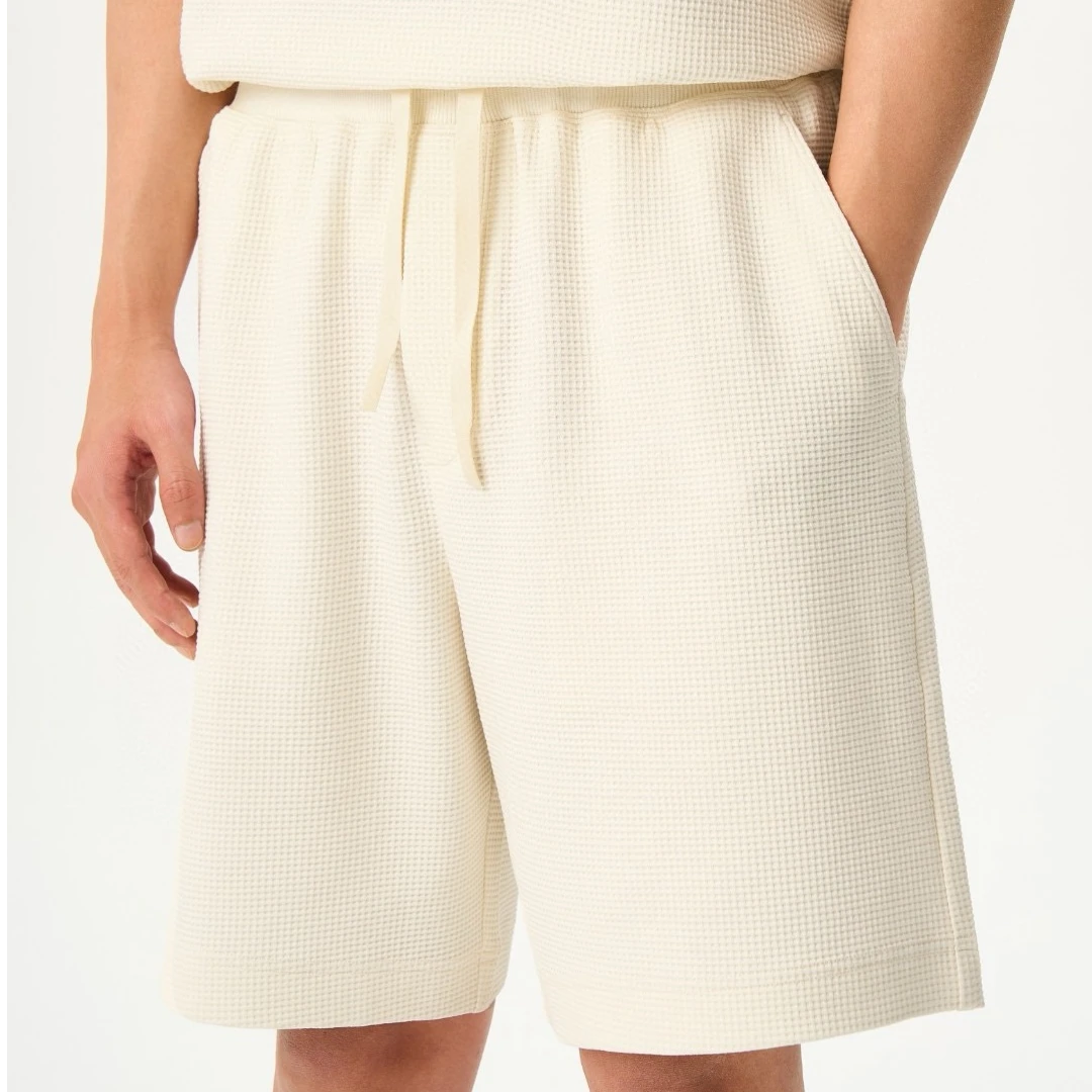 米兰鹰静奢款 华夫格提花纹理 春夏男士百搭宽松微廓休闲运动短裤