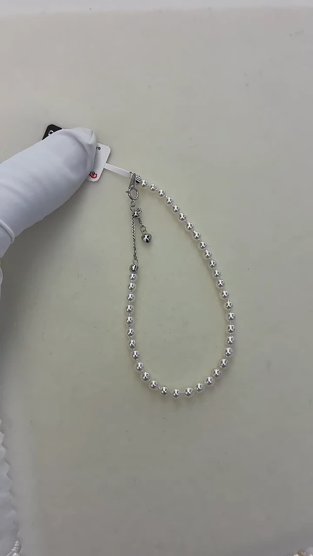 银S925镶嵌手链海水珍珠Akoya 手链 3.5-4MM