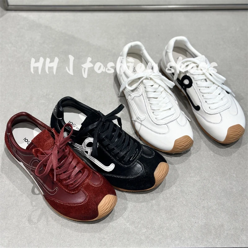 真皮德训鞋女2025春夏新款韩版不对称大头板鞋女系带休闲风阿甘鞋