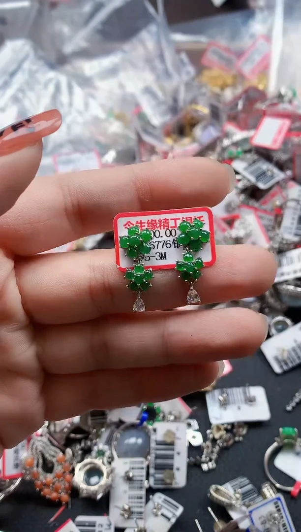 银S925镶嵌戒指翡翠天然A货缅甸翡翠