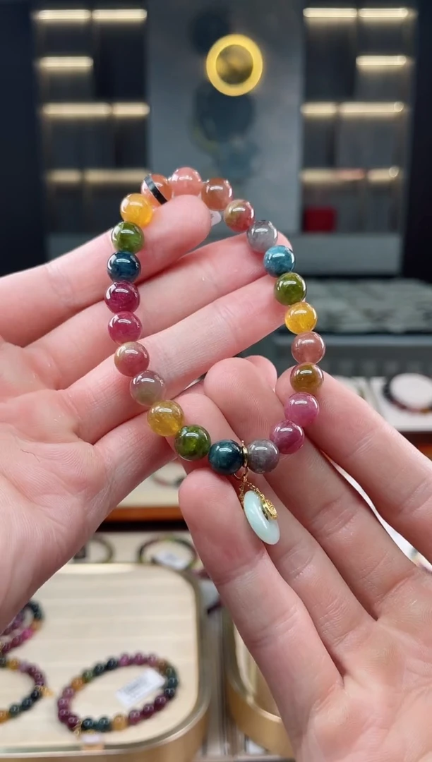 未镶嵌老矿碧玺彩虹单圈手串8mm+碧玺多样性发一条xion