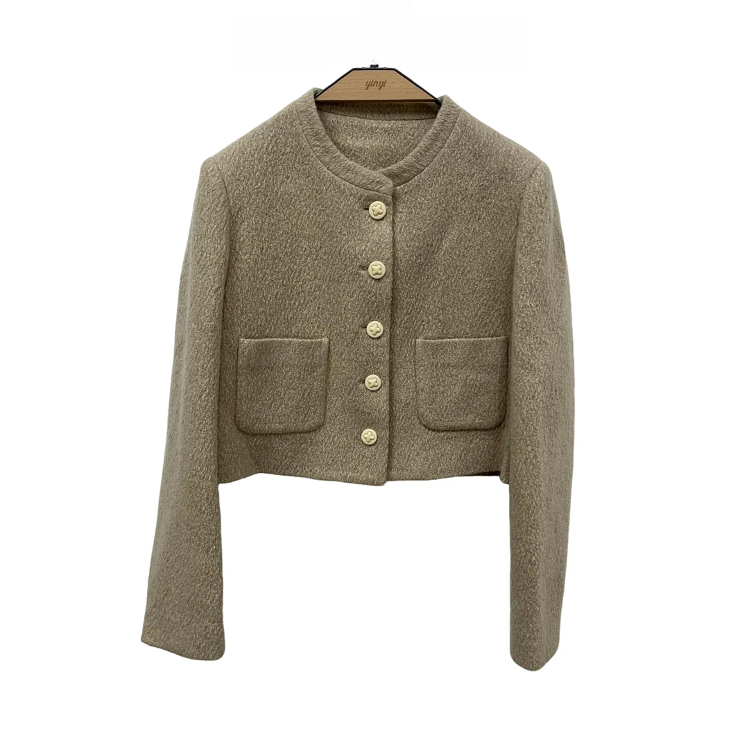 短款简约圆领领双面呢外套  YA52FC0067