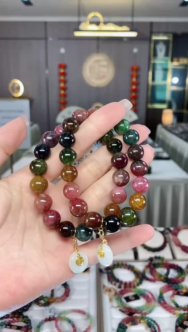 老矿碧玺单圈手串10mm+未镶嵌碧玺hon多样性发货一条