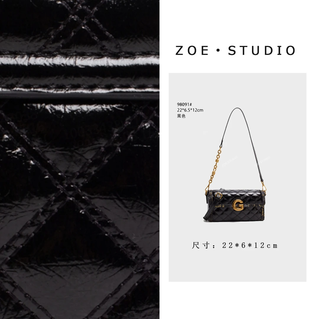 【佐伊甄选】QYX-98091-黑色轻奢女士时尚潮流通勤腋下斜挎包