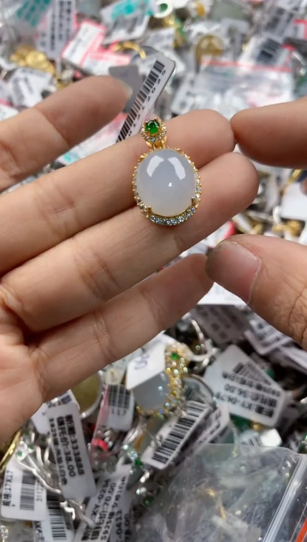 银S925镶嵌戒指翡翠14     1