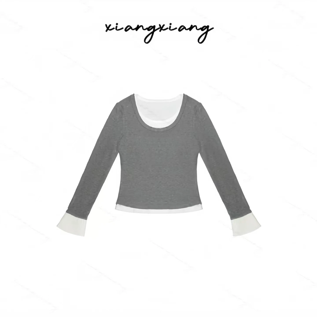 【香香严选】’‘简约灰白’‘针织衫柔软显瘦气质设计百搭上衣女-25007