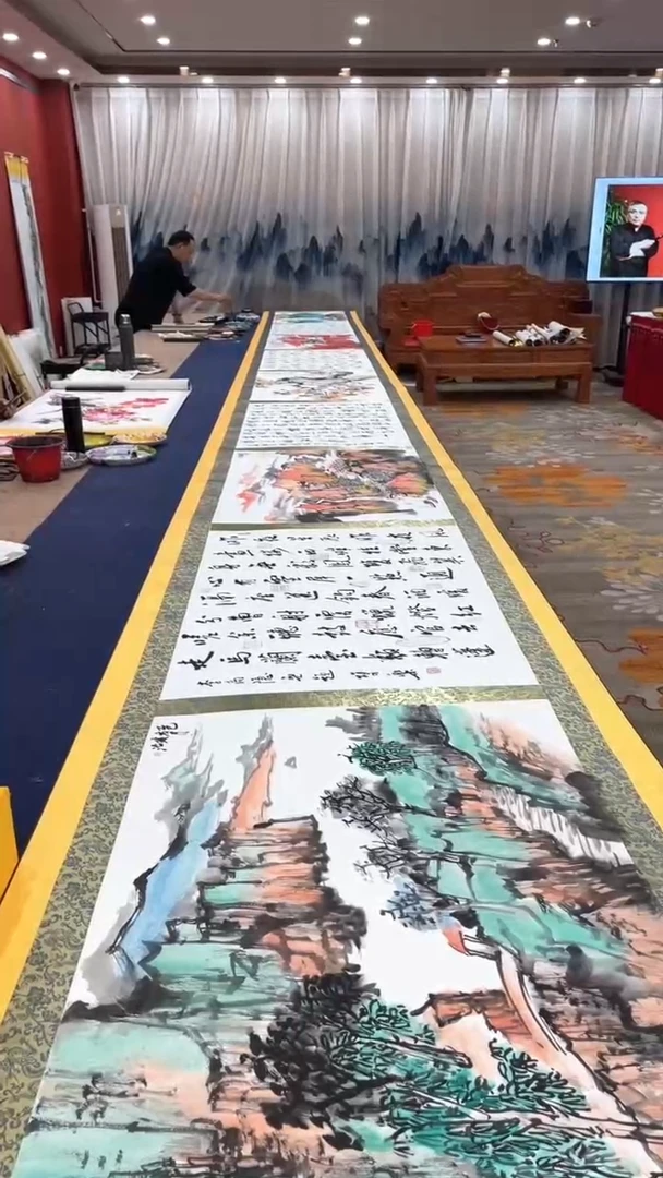 书法田双乐 陆盛 梁汉民 成磊 李发治 合作10米大金卷
