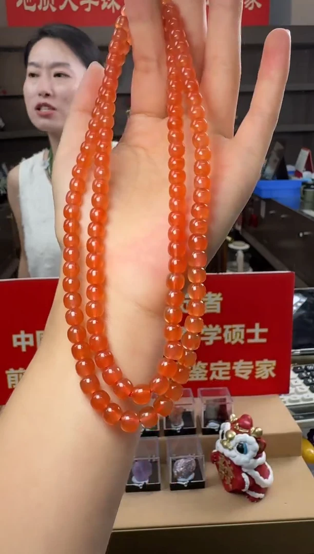 项链未镶嵌南红玛瑙保山冰红南红玛瑙老型珠长链6.5-7mm