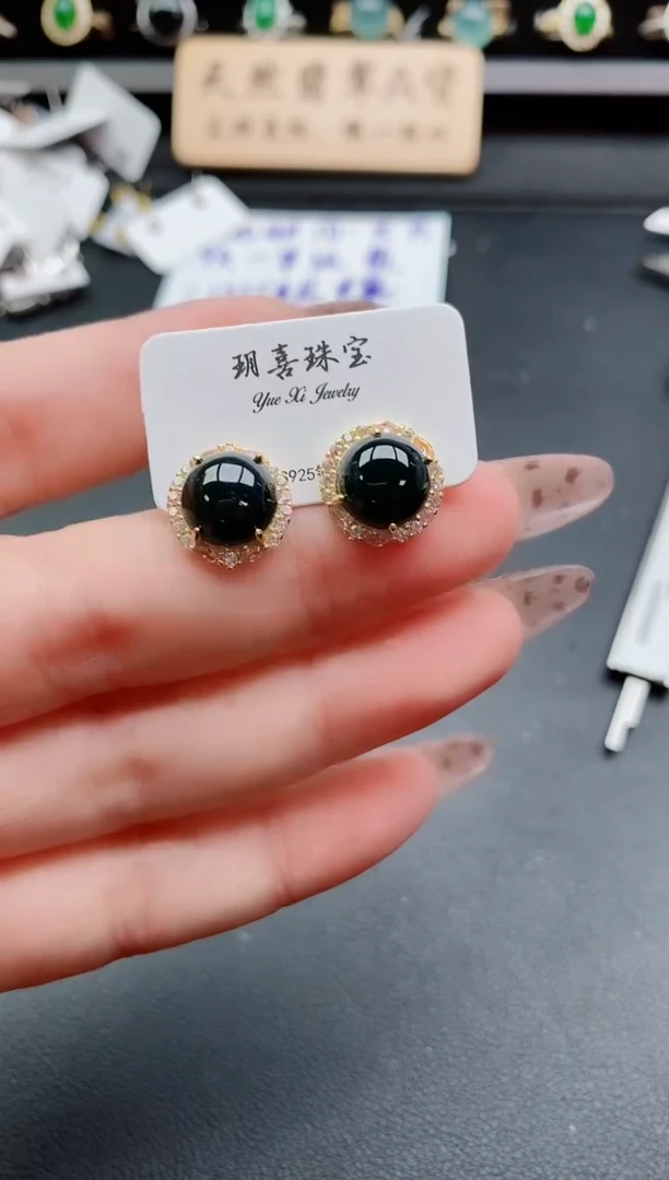 银S925镶嵌戒指翡翠1