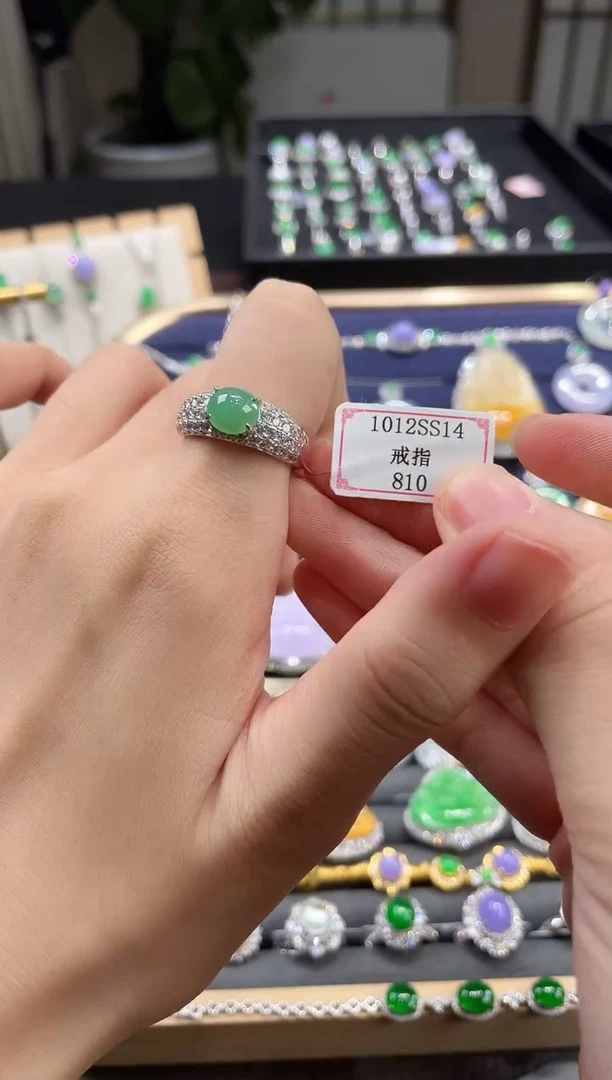 银S925镶嵌戒指翡翠1012SS14