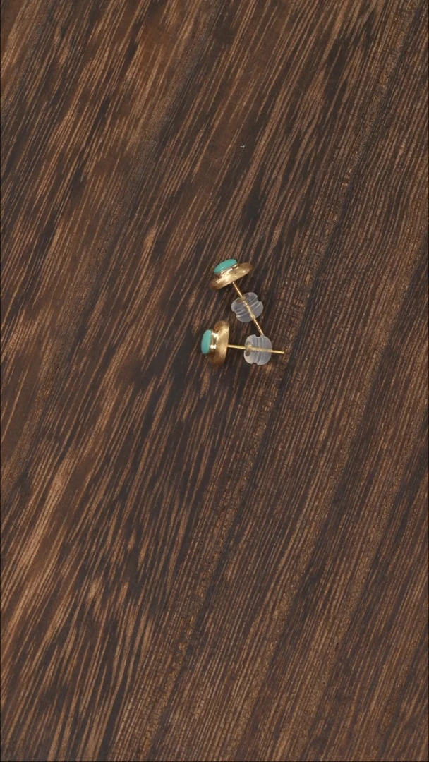 【闪购商品】绿松石耳钉18K金镶嵌1