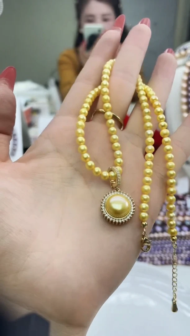 未镶嵌项链淡水珍珠黄色系小米项链