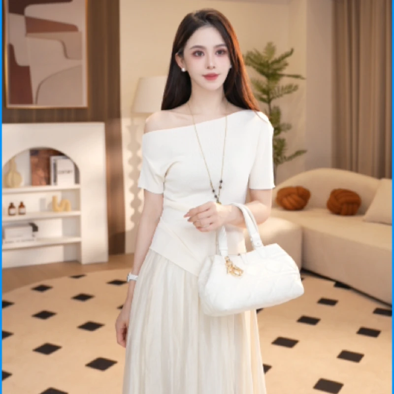 【Shuyan妍】-赫本小衫-亲肤舒适褶皱短袖T恤修身捏褶显瘦小衫8232