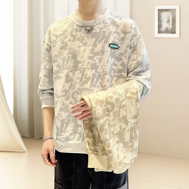 汤米芙兰可秋季新款男士圆领卫衣休闲百搭青年潮流长袖T恤男装