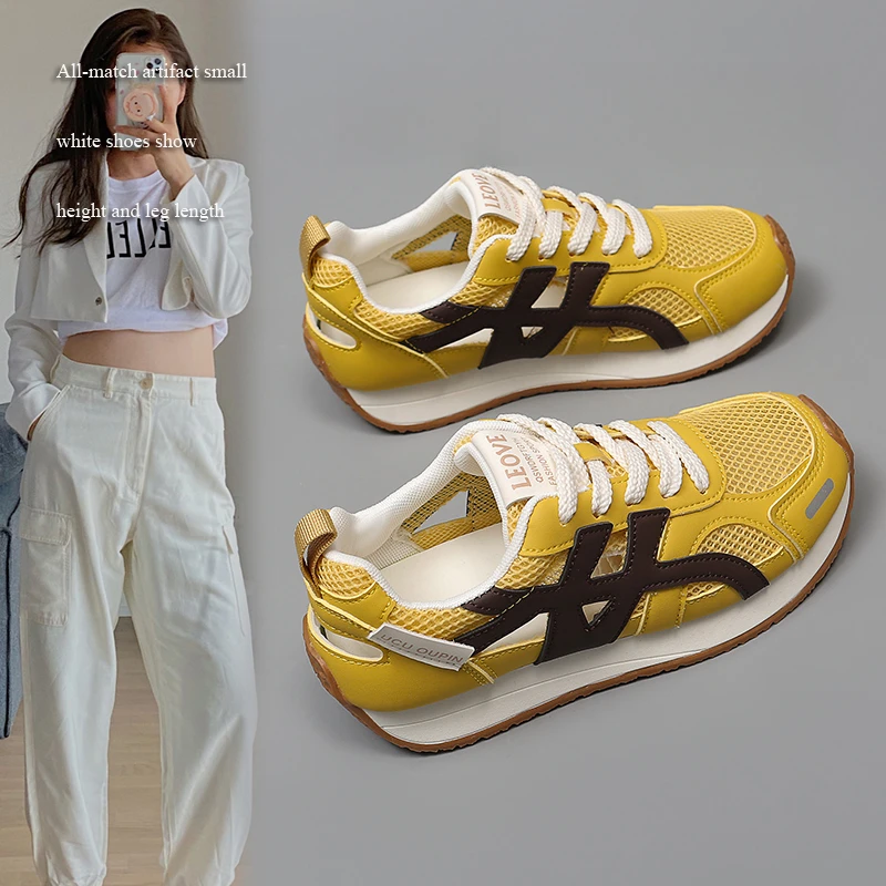 爆款轻便女鞋2025新款夏季网面透气休闲ins运动鞋百搭增高阿甘鞋