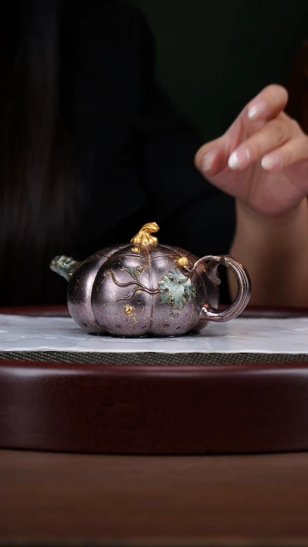 茶壶紫砂92YLX南瓜 雀头青羽翎烧280c