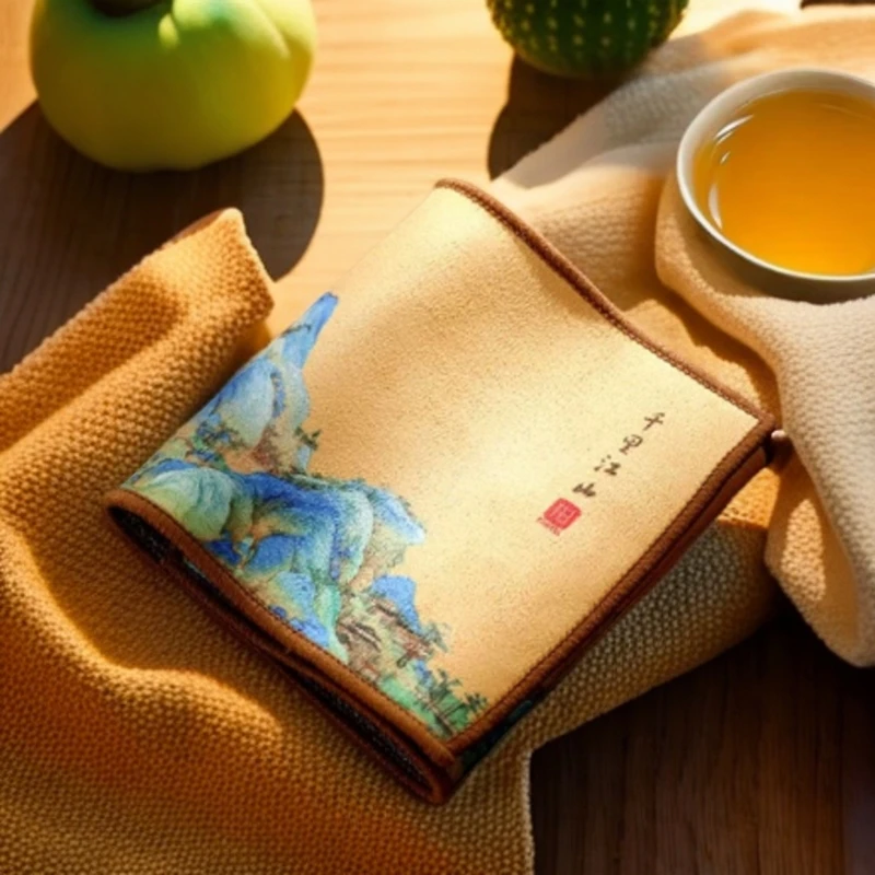 高端茶具千里江山图茶巾