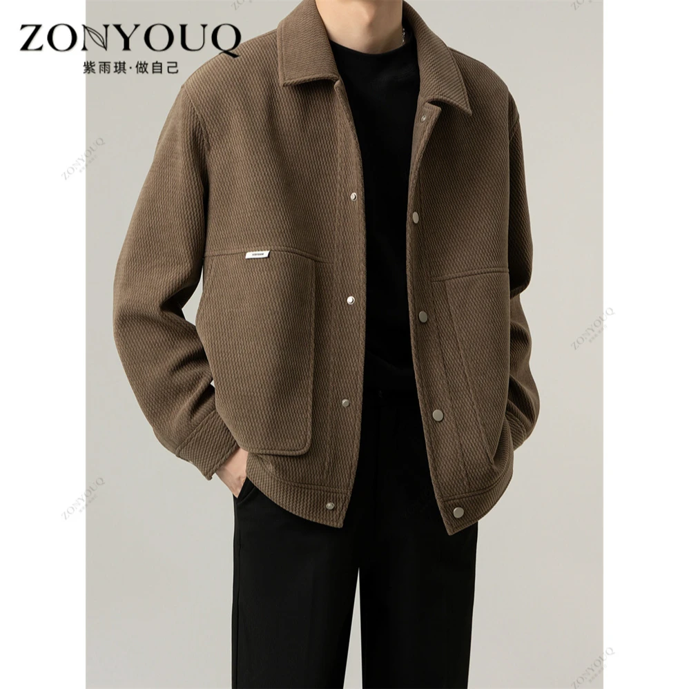 夹克男春秋商务休闲翻领美式休闲时尚复古羽绒服加厚百搭韩版外套