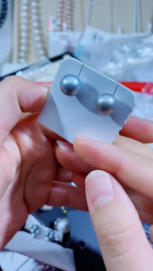 银S925镶嵌耳饰淡水珍珠耳钉多样性发其一