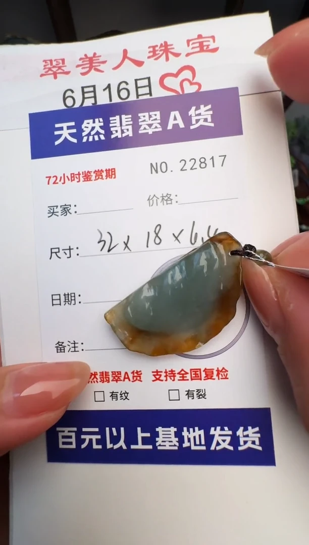 翡翠未镶嵌颈饰原石22817