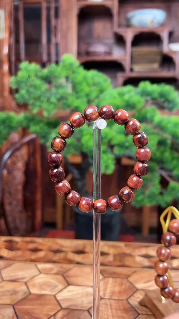 手串/手链黄花梨/降香黄檀保真海黄1.0桶珠正紫油梨水波瘤疤老料