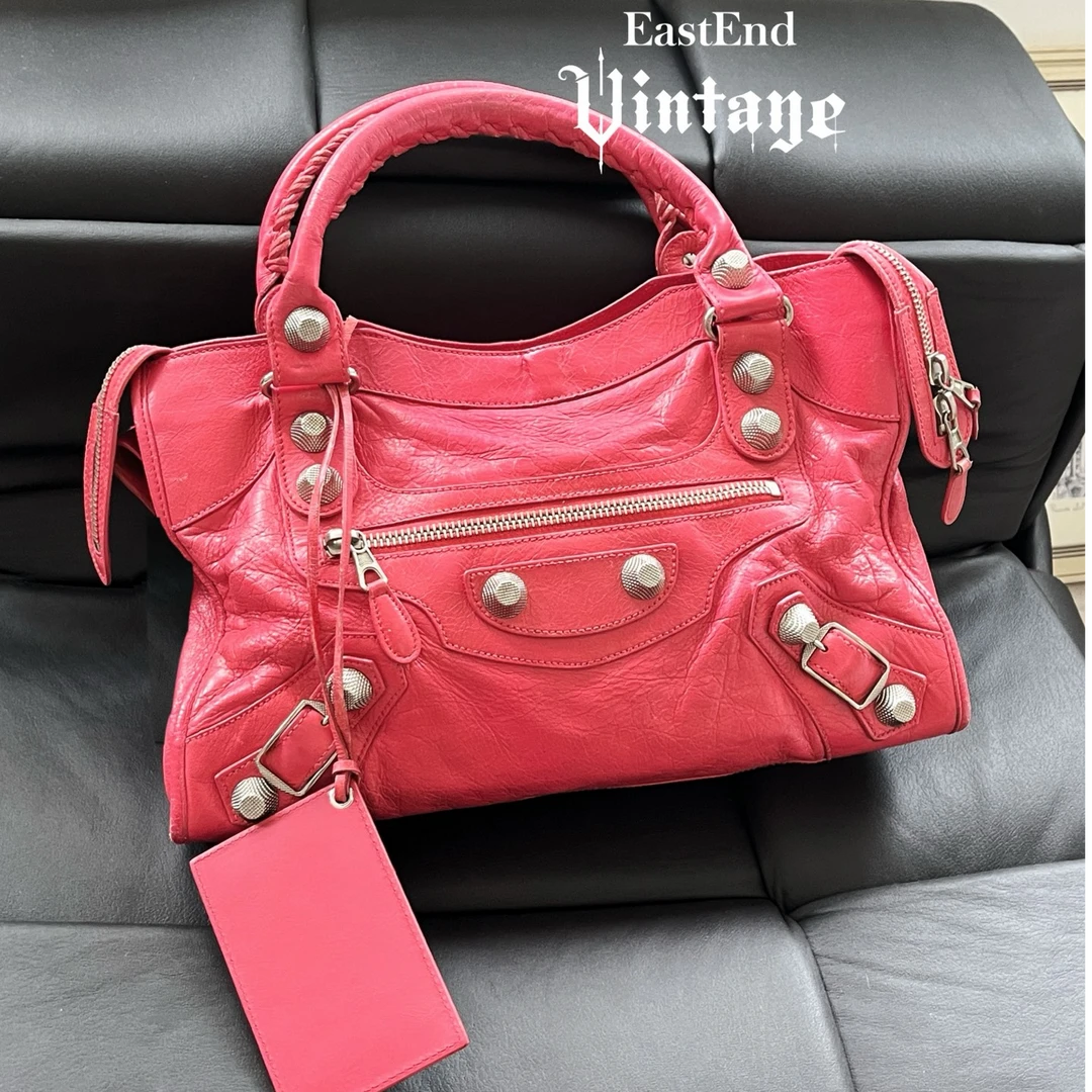 95新 Balenciaga/巴黎世家 東区-粉色mini机车包/39481