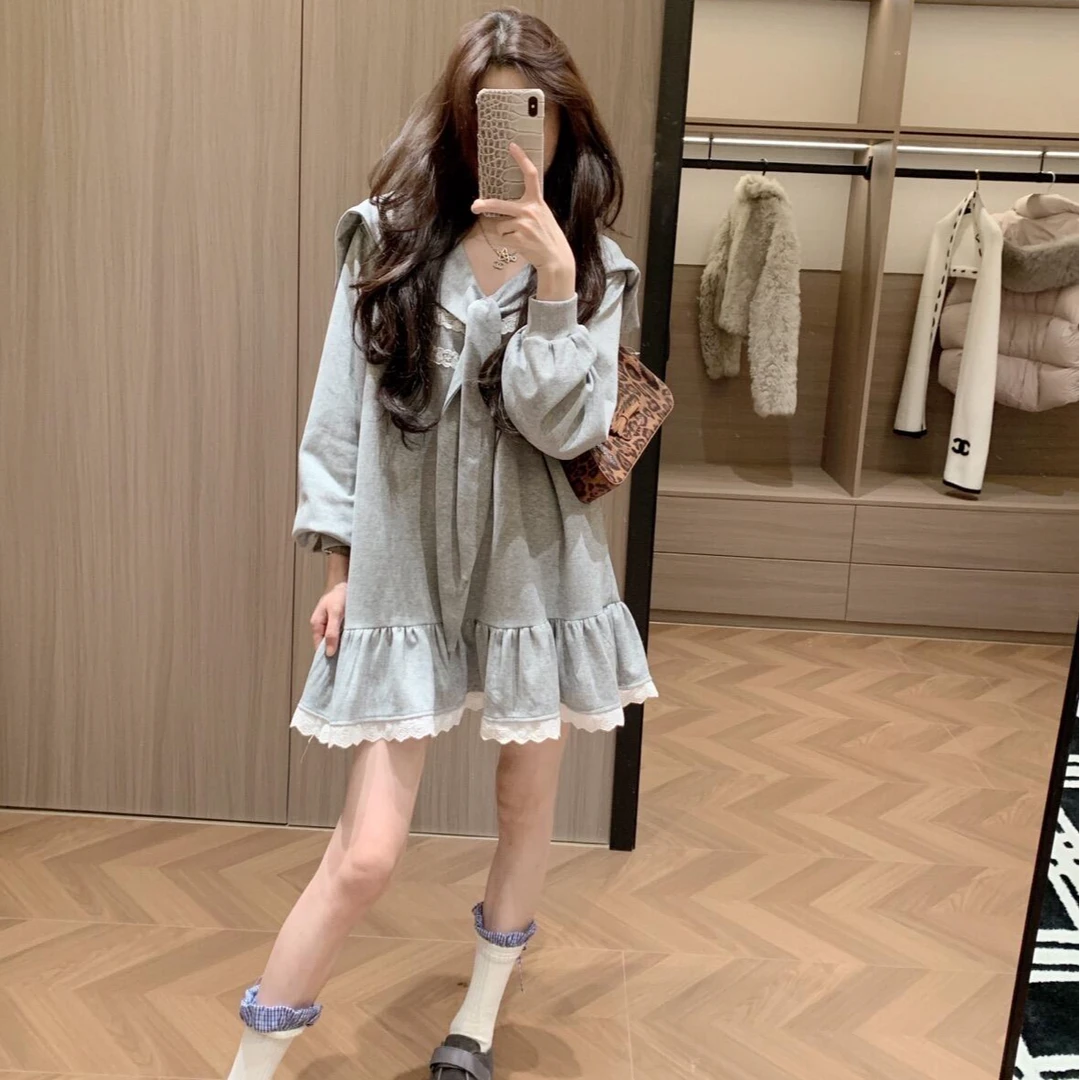 法式气质辣妹甜美外穿宽松连衣裙洋气休闲百搭温柔公主风连衣裙