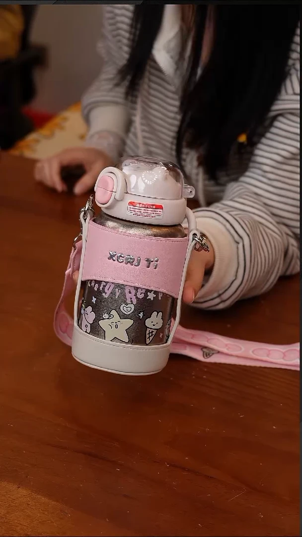 陶42-小茶日记内外纯钛儿童保温杯500ML-粉色