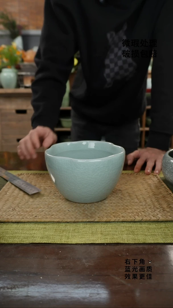 陶瓷五瓣花茶渣缸B-13微瑕