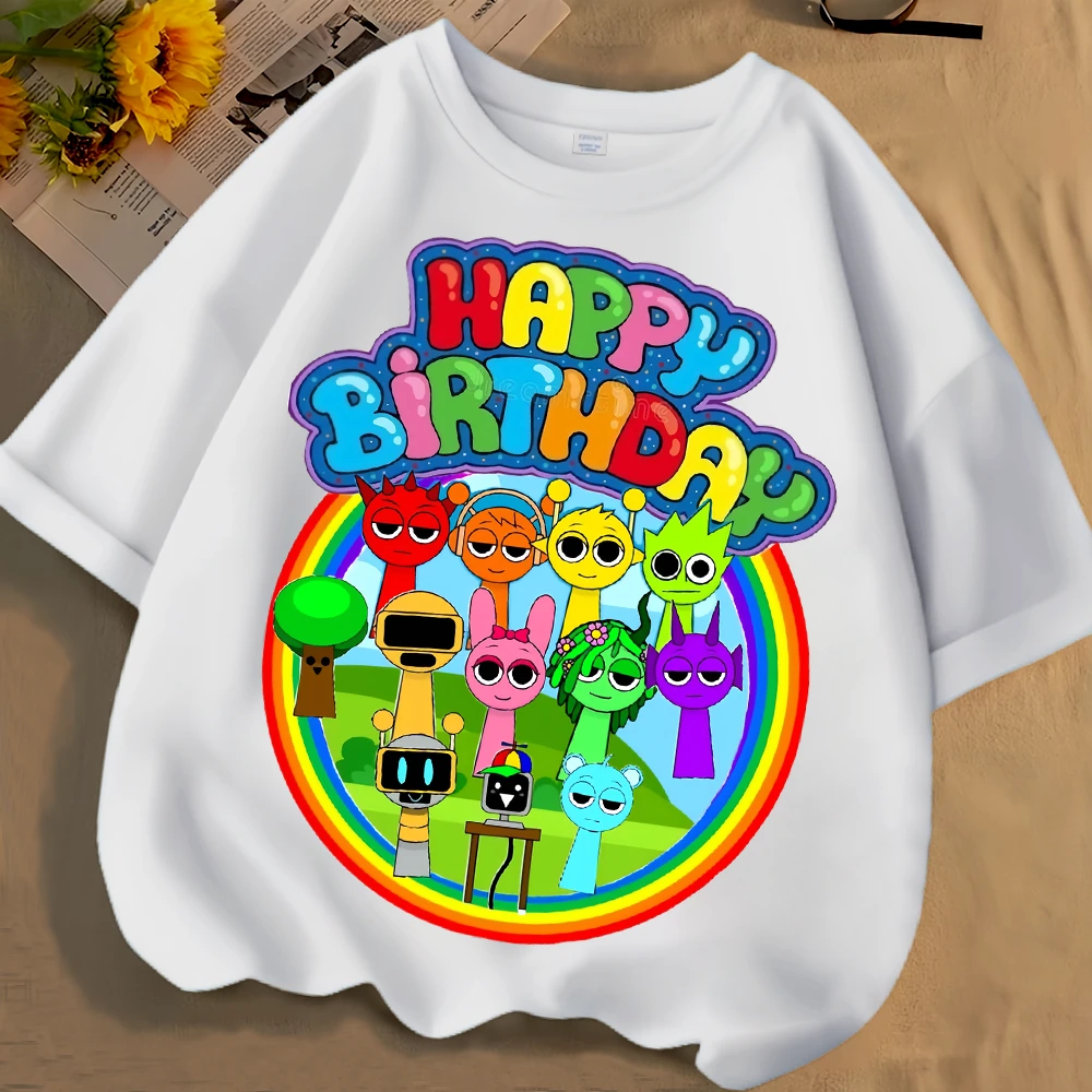 节奏盒子t恤儿童短袖衣服sprunki音乐盒子上衣纯棉夏季男女童半袖