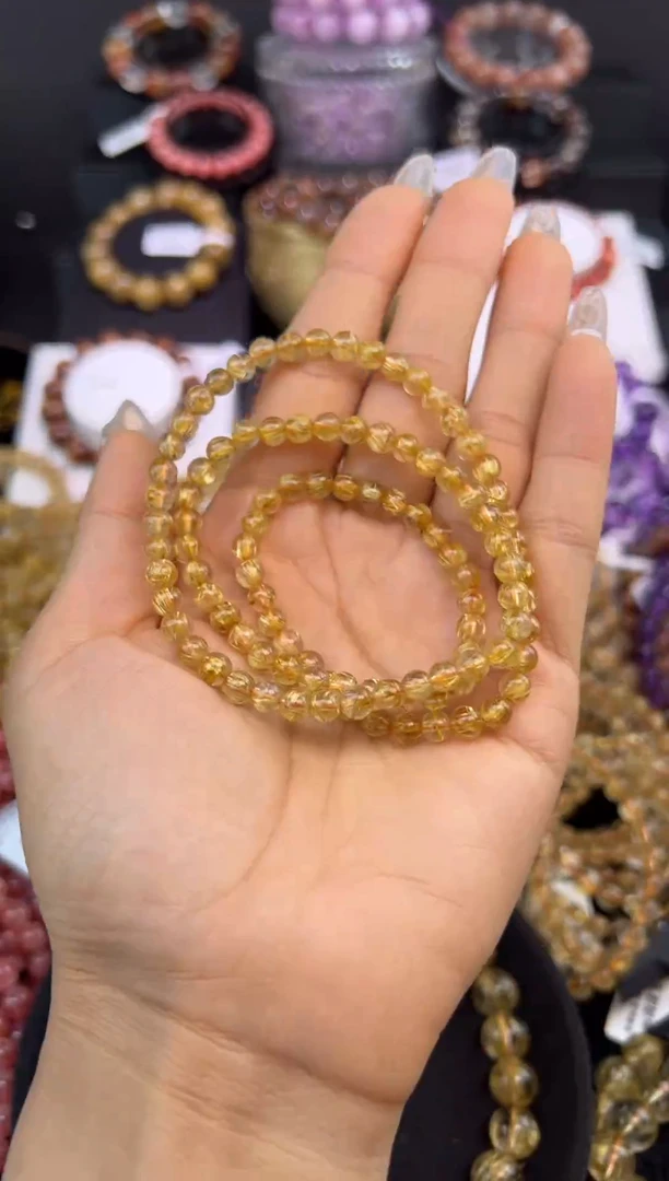 未镶嵌手串水晶金发晶三圈5.2mm
