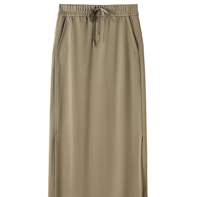 L家糯米裙 苔绿 高腰显瘦百搭半身裙 5107