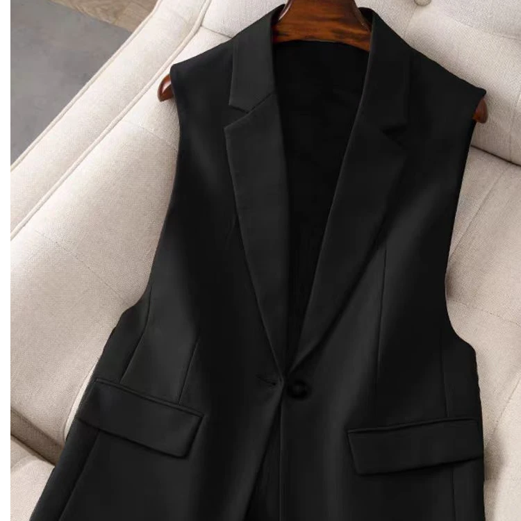 2025爆款新款西装马甲女款外穿洋气春秋休闲开衫时尚黑色中长外套