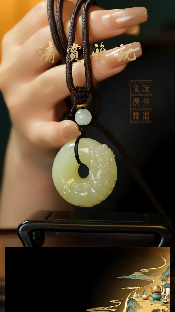 玉《貔貅平安扣》手把件摆件