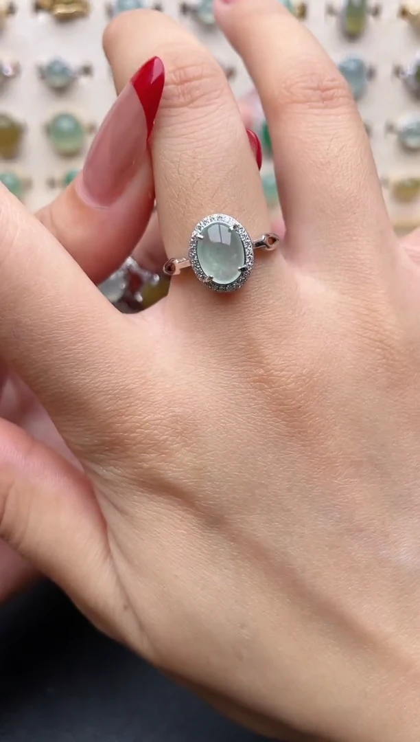 【闪购商品】翡翠戒指银S925镶嵌一物一证一礼盒