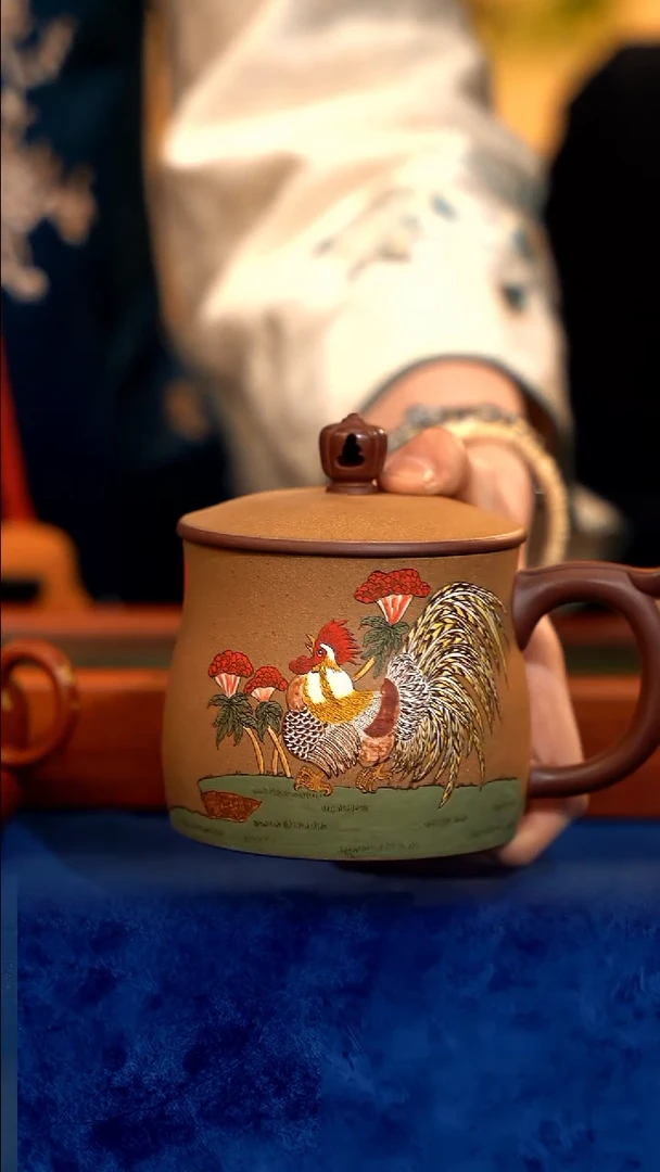 紫砂 宜兴紫砂 WZY 盖杯  十二生肖   鸡