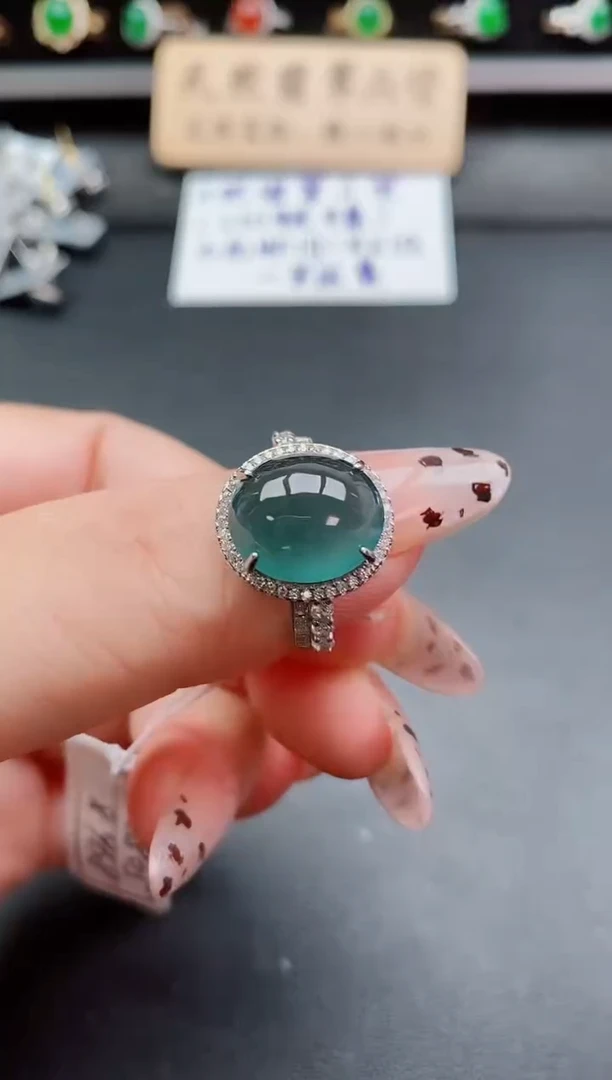 银S925镶嵌戒指翡翠1