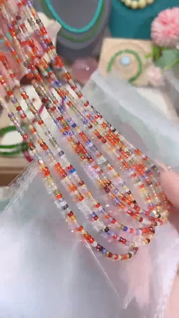 彩色蓝宝石颈饰银S925镶嵌彩52