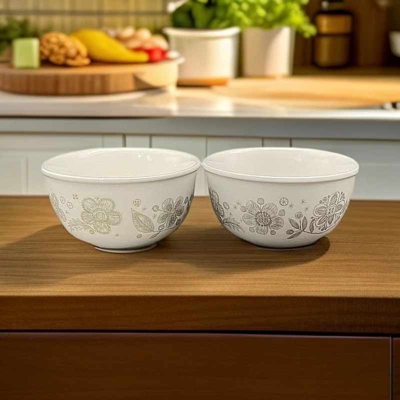 【KIN家】9.5*5CM 素描花卉 米饭碗 小雏菊 陶瓷 家用 中式 拍1发2