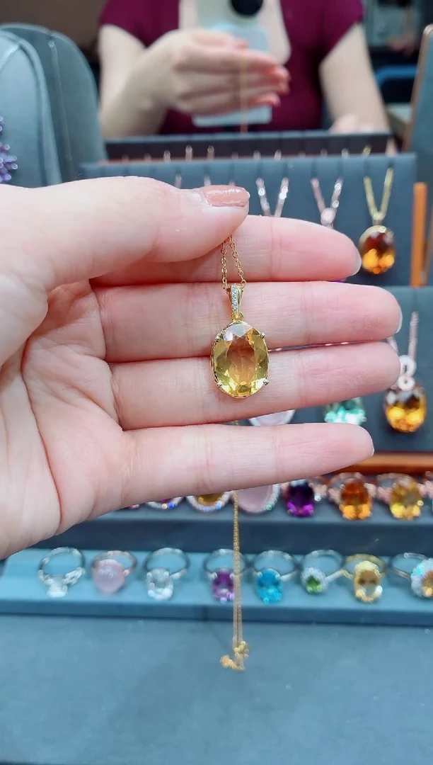 吊坠银S925镶嵌水晶水晶吊坠