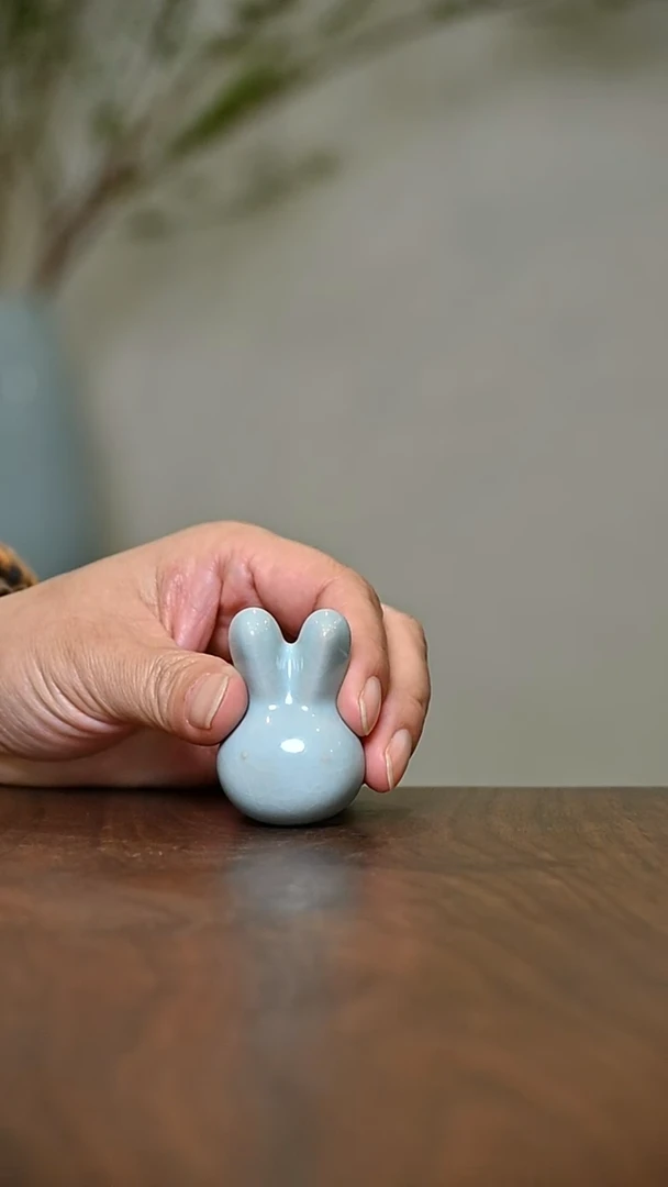 小兔子茶宠筷架 天青