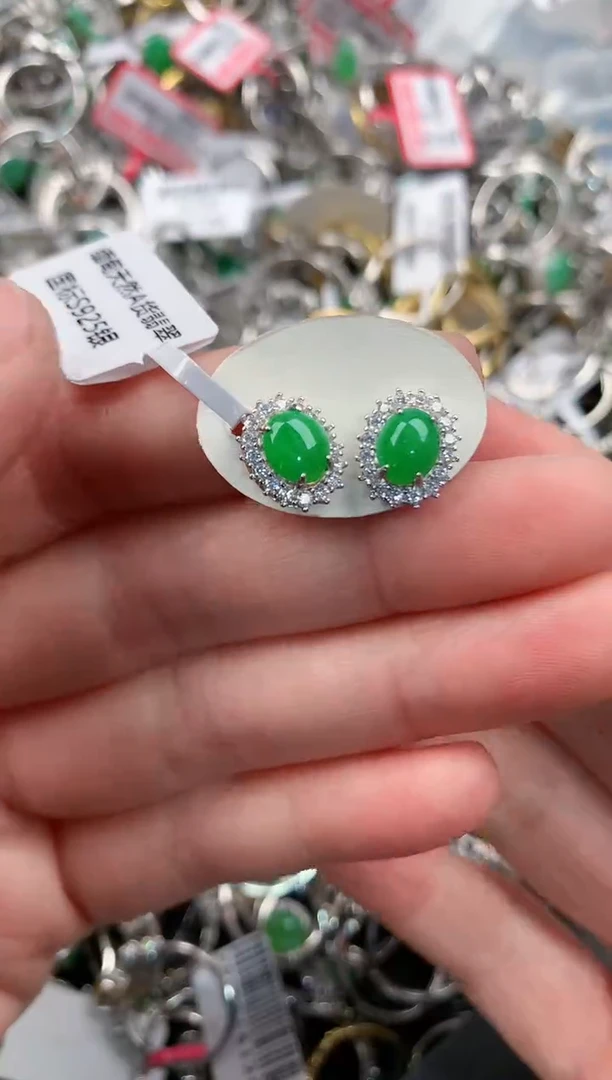 银S925镶嵌戒指翡翠444              4