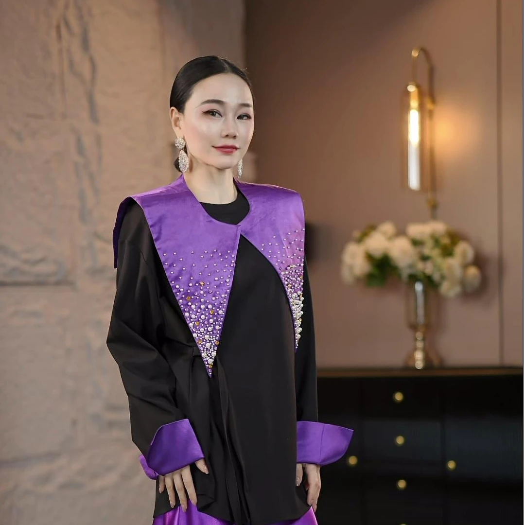 麦子原创设计时尚百搭假领子披肩云肩轻奢高级女士气质紫色重工20