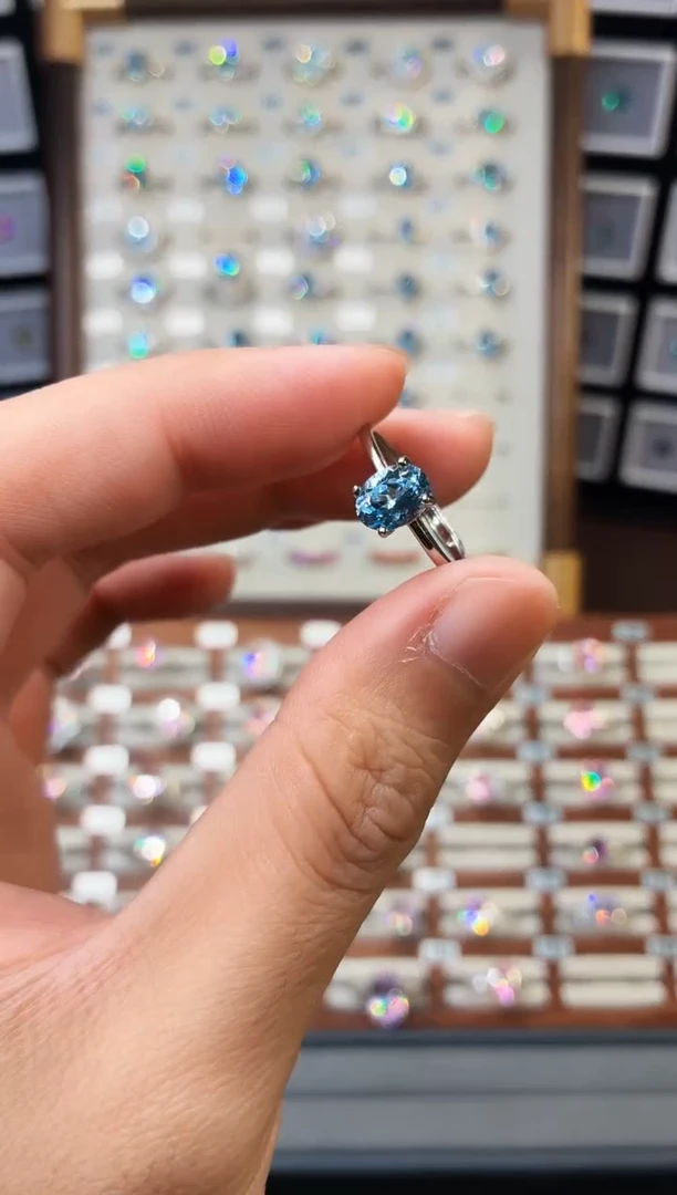 银S925镶嵌戒指海蓝宝石111