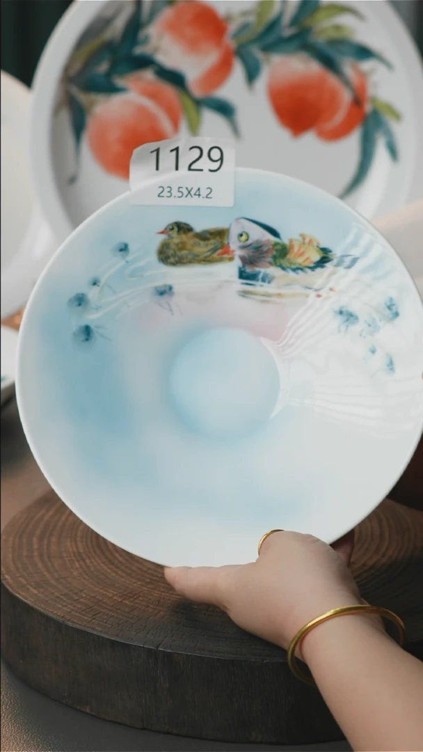 盘手绘釉下彩陶瓷餐具1129
